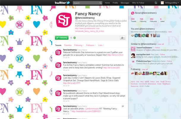 SJ Creations Fancy Nancy Twitter Account